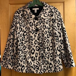 Chicos leopard print swing coat - size 14